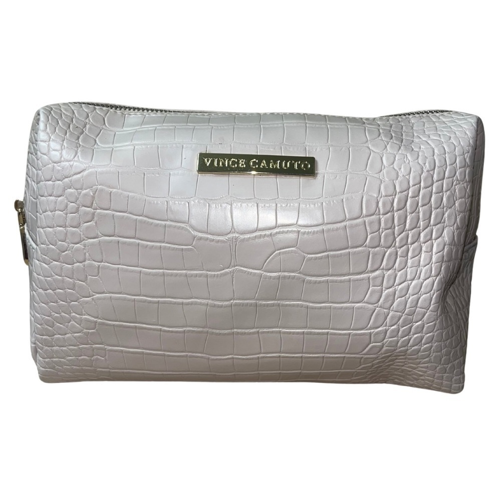 Vince Camuto Nude Croc-Embossed Makeup Pouch